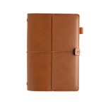 Taccuino A5 ricaricabile in PU con tasche e chiusura elastica, fogli a righe color marrone ottava vista