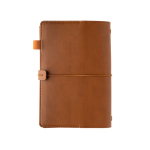 Taccuino A5 ricaricabile in PU con tasche e chiusura elastica, fogli a righe color marrone nona vista