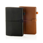 Taccuino A5 ricaricabile in PU con tasche e chiusura elastica, fogli a righe color marrone vista generale