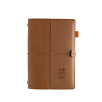 Taccuino A5 ricaricabile in PU con tasche e chiusura elastica, fogli a righe color marrone vista area di stampa