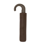 Ombrello pieghevole automatico 21'' manico in pelle sintetica opaca Ø108 color marrone terza vista