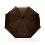 Ombrello pieghevole automatico 21'' manico in pelle sintetica opaca Ø108 color marrone vista con logo