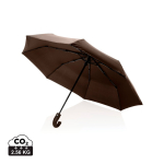 Ombrello pieghevole automatico 21'' manico in pelle sintetica opaca Ø108 color marrone