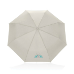 Ombrello pieghevole automatico 21'' manico in pelle sintetica opaca Ø108 color beige vista con logo