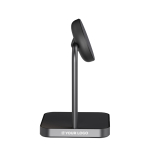 Caricatore wireless doppio con supporto magnetico da scrivania Qi Zens color nero vista area di stampa