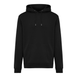 Felpa unisex con cappuccio e interno in pile spazzolato 340 g/m2 Iqoniq Joshua color nero
