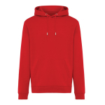 Felpa unisex con cappuccio e interno in pile spazzolato 340 g/m2 Iqoniq Joshua color rosso