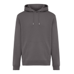 Felpa unisex con cappuccio e interno in pile spazzolato 340 g/m2 Iqoniq Joshua color argento opaco