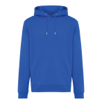 Felpa unisex con cappuccio e interno in pile spazzolato 340 g/m2 Iqoniq Joshua color blu reale