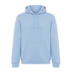 Felpa unisex con cappuccio e interno in pile spazzolato 340 g/m2 Iqoniq Joshua color azzurro ciano
