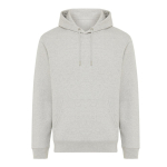 Felpa unisex con cappuccio e interno in pile spazzolato 340 g/m2 Iqoniq Joshua color grigio chiaro jensato