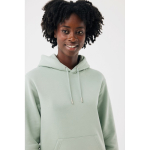 Felpa unisex con cappuccio e interno in pile spazzolato 340 g/m2 Iqoniq Joshua color verde oliva quinta vista con modello