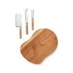 Set da formaggio con tagliere e 3 coltelli in acciaio inox color marrone