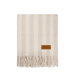 Coperta a righe in lana e poliestere riciclato 130 x 170 cm color beige vista area di stampa