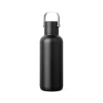 Borraccia termica a doppia parete con cannuccia e tappo antigoccia 600ml color nero