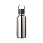Borraccia termica a doppia parete con cannuccia e tappo antigoccia 600ml color argento brillante