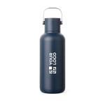 Borraccia termica a doppia parete con cannuccia e tappo antigoccia 600ml color blu mare vista area di stampa