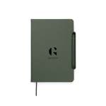 Taccuino ricaricabile A5 con supporto per telefono, fogli a righe color verde vista con logo