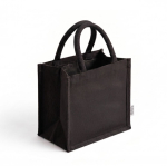 Mini borsa in cotone riciclato con interno laminato 220g/m² color nero sesta vista