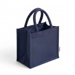 Mini borsa in cotone riciclato con interno laminato 220g/m² color blu mare quinta vista