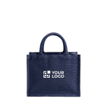 Mini borsa in cotone riciclato con interno laminato 220g/m² color blu mare vista area di stampa