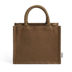 Borsa media in cotone riciclato con interno laminato 220 g/m² color marrone prima vista