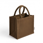 Borsa media in cotone riciclato con interno laminato 220 g/m² color marrone vista dettaglio
