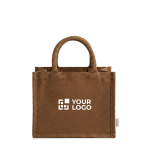 Borsa media in cotone riciclato con interno laminato 220 g/m² color marrone vista area di stampa
