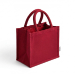 Borsa media in cotone riciclato con interno laminato 220 g/m² color rosso vista dettaglio 2