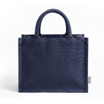 Borsa media in cotone riciclato con interno laminato 220 g/m² color blu mare prima vista