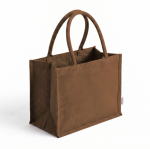 Borsa grande in cotone riciclato con interno laminato 220 g/m² color marrone prima vista