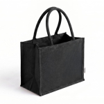 Borsa grande in cotone riciclato con interno laminato 220 g/m² color nero prima vista