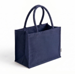 Borsa grande in cotone riciclato con interno laminato 220 g/m² color blu mare prima vista
