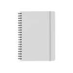 Set con penna in alluminio a inchiostro blu e taccuino A5 in PU a righe color bianco vista dettaglio 5