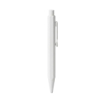 Set con penna in alluminio a inchiostro blu e taccuino A5 in PU a righe color bianco vista dettaglio 2
