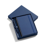 Set con penna in alluminio a inchiostro blu e taccuino A5 in PU a righe color blu mare prima vista
