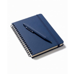 Set con penna in alluminio a inchiostro blu e taccuino A5 in PU a righe color blu mare vista dettaglio 6