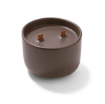 Candela profumata in ciotola di ceramica con doppio stoppino in legno 320g color marrone quinta vista
