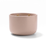 Candela profumata in ciotola di ceramica con doppio stoppino in legno 320g color rosa chiaro prima vista