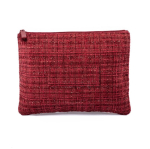 Beauty case piatto in poliestere con finitura bouclé e chiusura a zip 270 g/m² color bordò prima vista