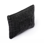 Beauty case piatto in poliestere con finitura bouclé e chiusura a zip 270 g/m² color nero quinta vista