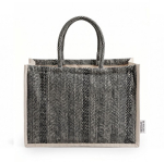 Borsa in cotone riciclato con base ampia e soffietto 530 g/m² color nero prima vista
