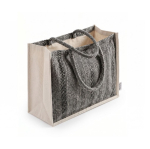 Borsa in cotone riciclato con base ampia e soffietto 530 g/m² color nero terza vista