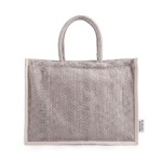 Borsa in cotone riciclato con base ampia e soffietto 530 g/m² color grigio prima vista