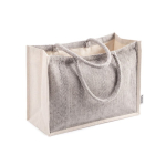 Borsa in cotone riciclato con base ampia e soffietto 530 g/m² color grigio seconda vista