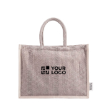 Borsa in cotone riciclato con base ampia e soffietto 530 g/m² color grigio vista area di stampa