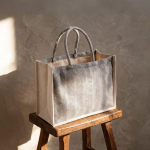 Borsa in cotone riciclato con base ampia e soffietto 530 g/m² prima vista