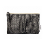 Necessaire piatto in cotone riciclato con tessuto a spina di pesce 530 g/m² color nero prima vista