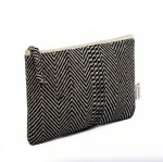 Necessaire piatto in cotone riciclato con tessuto a spina di pesce 530 g/m² color nero seconda vista