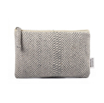 Necessaire piatto in cotone riciclato con tessuto a spina di pesce 530 g/m² color grigio prima vista